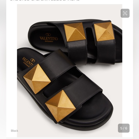Valentino One Stud Calfskin Slide Sandal Size 37 - Picture 3 of 6